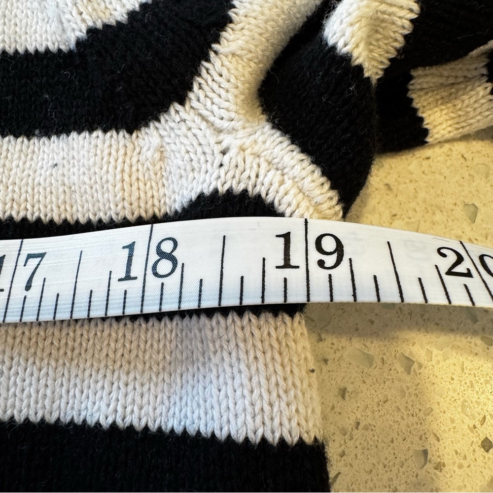 Banana Republic Black White Stripe Lace Up Cotton Sweater Size Medium Nautical - Picture 4 of 7